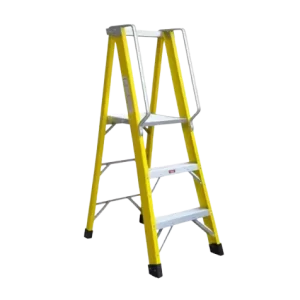 Escalera de Tijera 3 Peldaños Fibra de Vidrio Pasamanos Aluminio