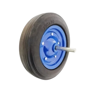 ROTAR LTDA. Rueda Carretilla Banda Goma Maciza, Núcleo Chapa Acero Apernada, Diámetro 350 mm, Carga 260 mm.