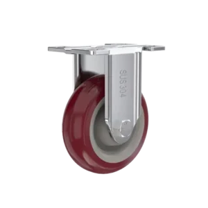 ROTAR LTDA. Rueda Poliuretano PU Polipropileno PP Carga Media Placa Fija Inoxidable 304 Diámetro 100 mm Carga 120 Kg.