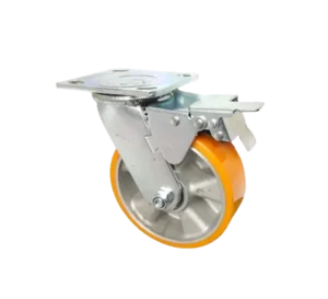 ROTAR LTDA. Rueda Carga Media, Banda Poliuretano Núcleo Aluminio, Placa Giratoria con Freno.