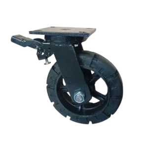 ROTAR LTDA. Rueda Trabajo Pesado Caucho Macizo Placa Giratoria Freno Diámetro 280 mm Carga 1200 Kg