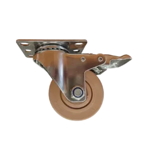 ROTAR LTDA. Rueda Fenólica Fibra Vidrio Placa Acero Inox 304 Giratoria con Freno Diámetro 75 mm Carga 100 Kg.