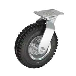 ROTAR LTDA. Rueda Banda Neumática Caucho Reforzado Placa Giratoria. Diámetro 200 mm. Capacidad de Carga 250 Kg.