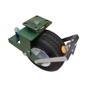 ROTAR LTDA. Rueda Banda Caucho Sintético GOLF Diámetro 450 mm, Carga 400 Kg, Placa Horquilla Giratoria con Freno.