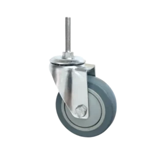 ROTAR LTDA. Rueda Goma TPR 100 mm Acero Inox 304 Perno Pasante Placa Giratoria Carga 120 Kg.