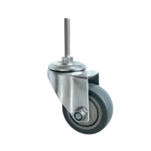 ROTAR LTDA. Rueda Goma TPR 75 mm Acero Inox 304 Perno Pasante Placa Giratoria Carga 100 Kg.