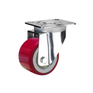 ROTAR LTDA. Rueda PU Rojo Núcleo Hierro Fundido Negro Placa Giratoria Diámetro 80 mm Carga 300 Kg