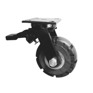 ROTAR LTDA. Rueda Trabajo Pesado Caucho Macizo Placa Giratoria Freno Diámetro 180 mm Carga 800 Kg