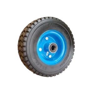 ROTAR LTDA. Rueda Semi Neumática Eje Asimétrico Caucho Perforado 9" Diámetro 220 mm, Capacidad de Carga 120 Kg