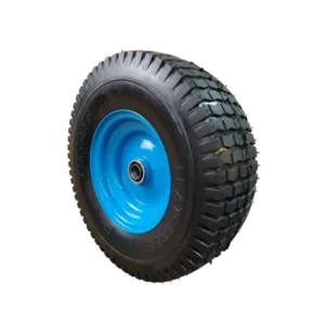ROTAR LTDA. Rueda Semi Neumática Eje Asimétrico Caucho Perforado Diámetro 320 mm, Capacidad de Carga 250 Kg Largo Eje 55 mm.