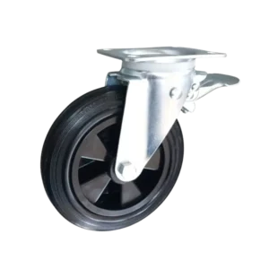 ROTAR LTDA. Rueda Contenedor de Basura 200 mm Banda de Goma Reforzada Placa Giratoria con Freno